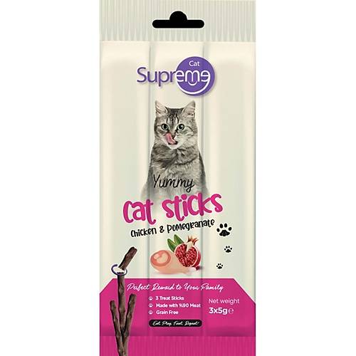 Supreme Cat Tavuklu ve Narl Stick Kedi dl Mamas 3X15gr