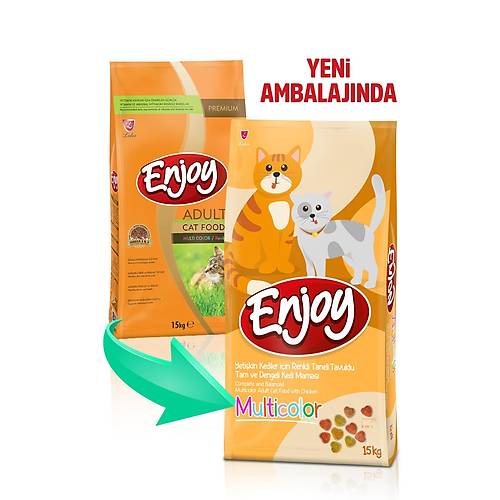 Enjoy Renkli Taneli Tavuklu 15 kg Yetikin Kedi Mamas
