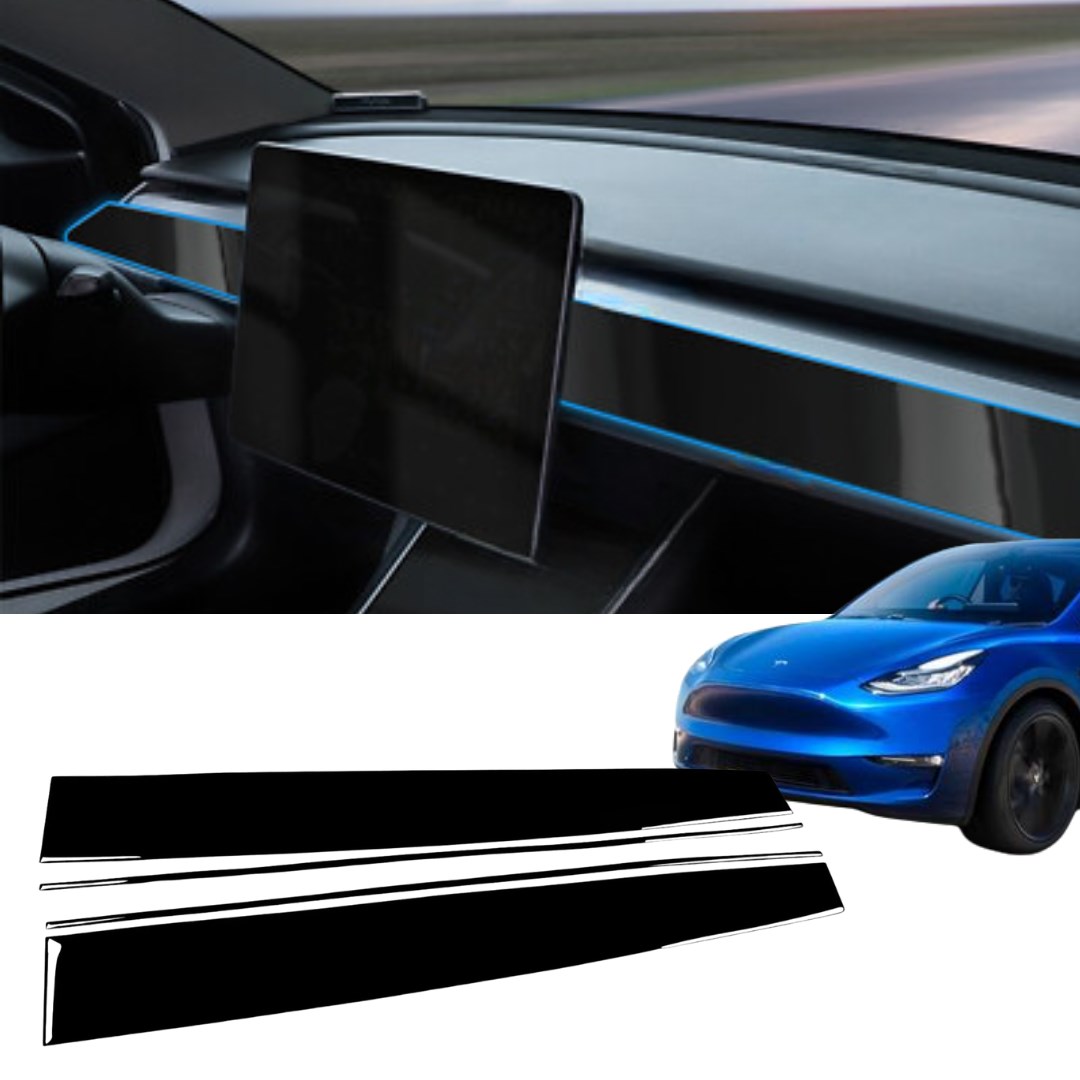 Tesla Model Y / Model 3 Ön Göğüs Dekoratif  Parlak Siyah Kaplama, 2 Adet Set Olarak