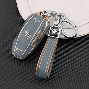 Tesla Model Y / Model 3 Anahtar Kart� Kordonlu Muhafaza Kab�, Gri Renk