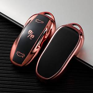 Tesla Model Y  / Model 3 Tesla Anahtar Kart� Muhafaza Kab�, Pembe Alt�n Renk