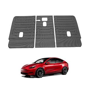 Tesla Model Y Arka Koltuk Kau�uk Paspas� Seti , Pirin� Desenli, Siyah Renk