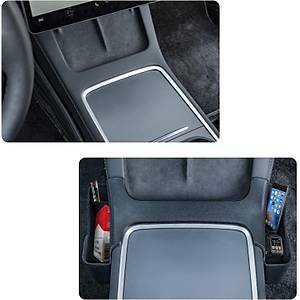 Tesla Model Y / Model 3 Orta Konsol Entegre �ift Tarafl� D�zenleyici, Siyah, Gri ve Beyaz Renk