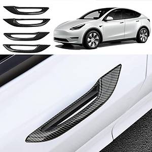 Tesla Model Y / Model 3 Kap� Antifiriz Kollar�, 4 Adet Set Olarak, Parlak Siyah Renk