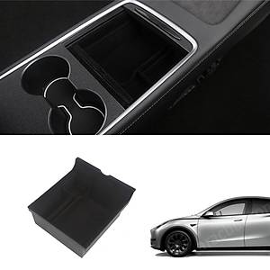 Tesla Model Y / Model 3 Orta Konsol D�zenleyici �st Kaymaz Y�zey Kuma� Kaplamal�, Siyah Renk