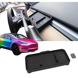 Tesla Model Y / Model 3 Silikon Ekran Arkas�na Tak�lan D�zenleyici, Siyah Renk