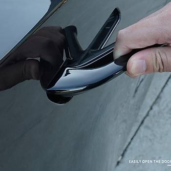 Tesla Model Y  / Model 3 Kap Antifiriz Kollar, 4 Adet Set Olarak, Mat Siyah Karbon Kaplama