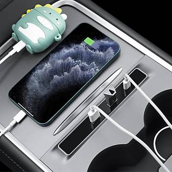 Tesla Model Y / Model 3  Orta Konsol Kaplamas USB Girii Hzl arj 4' l Kablo Merkezi, Siyah