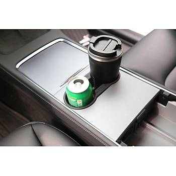 Tesla Model Y / Model 3 Orta Konsol Silikon Bardak Tutucu Siyah ve Gri Renk Seenei le