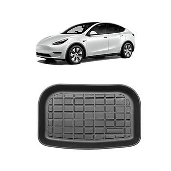 Tesla Model Y Arka Bagaj Havuzlu Kauuk Paspas, Kabartma Desenli, Siyah Renk