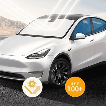 Tesla Model Y  UV Korumal n Cam in Gnelik Perdesi, Gri Siyah Renk