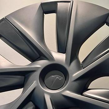 Tesla Model Y TWIN Simetri Jant Kapa Seti 19 n, Siyah ve Koyu Gri Renk