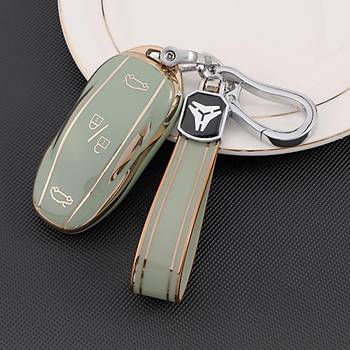 Tesla Model Y / Model 3 Anahtar Kart Kordonlu Muhafaza Kab, Yeil Renk