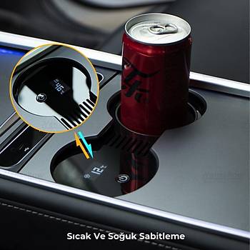 Tesla Model Y / Model 3 Fincan Scaklk Kontrol Sistemi, 4 Etkili Ayarda Kontrol, AMD ip le Kontrol, Siyah