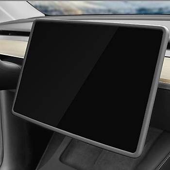 Tesla Model Y / Model 3 �n Ekran Koruyucu �er�evesi Silikon, Gri Renk