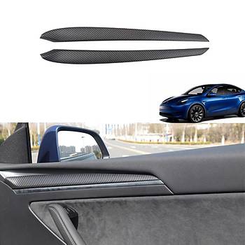 Tesla Model Y  / Model 3 n Kap Dekoratif Mat Siyah Karbon Kaplama,  2 Adet Set Olarak