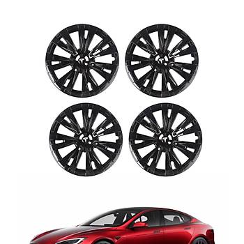 Tesla Model Y X PLAID Jant Kapa Seti 19 n, Parlak Siyah (4 Adet Set Olarak Satlmaktadr.)