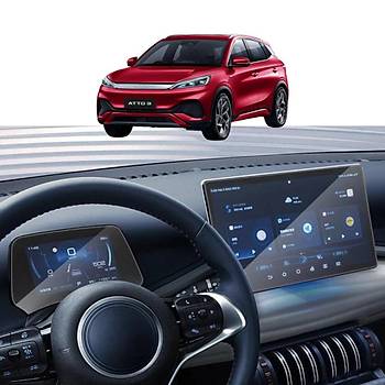 BYD Atto 3 Orta Ekran ve n Kadran Ekran Koruyucu Film Seti, 2 Adet Set Olarak, Temperli Ultra Koruyucu