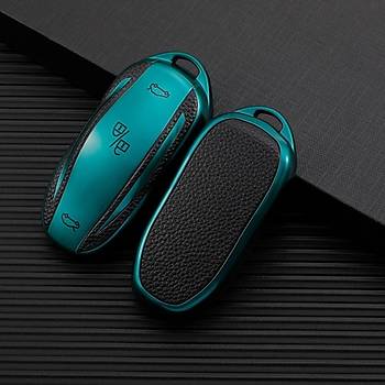 Tesla Model Y / Model 3 Anahtarlk ve Anahtar  Muhafaza Kab, Yeil Renk