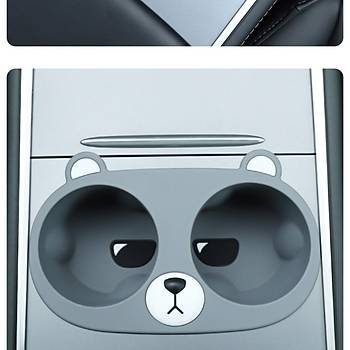 Tesla Model Y / Model 3 Orta Konsol  Ay Silikon Bardak Tutucu, Siyah Beyaz Renk