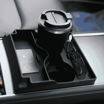 Tesla Model Y / Model 3 Orta Konsol Silikon Bardak Tutucu ve Kablo D�zenleyici , Siyah ve Gri Renk Se�ene�i �le