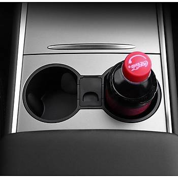 Tesla Model Y / Model 3 Orta Konsol Ortas Kapakl Kllk ve Bardak Tutucu Siyah