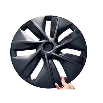 Tesla Model Y TWIN Simetri Jant Kapa Seti 19 n, Siyah ve Koyu Gri Renk