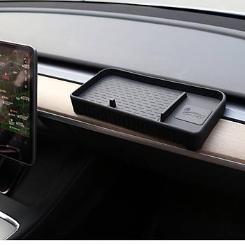 Tesla Model Y / Model 3 Silikon Ekran Arkas�na Tak�lan D�zenleyici, Siyah Renk