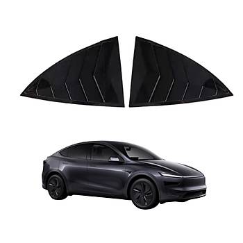 Tesla Juniper  Yan Kelebek Cam Kapa, 2 Adet Set Olarak, Parlak Siyah Renk