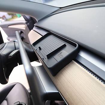 Tesla Model Y / Model 3 Silikon Ekran Arkas�na Tak�lan D�zenleyici, Siyah Renk