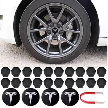 Tesla Model Y /   Model 3 Orijinal Alminyum Jant Gbei Seti ve Bijon Kapaklar  Siyah Renk