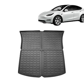Tesla Model Y  Arka Bagaj Havuzlu Kauuk Paspas, st Ksm, Kabartma Desenli, Siyah Renk