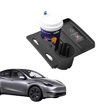 Tesla Model Y / Model 3 Orta Konsol Silikon Bardak, Telefon Tutucu ve Kablo Dzenleyici Siyah Renk