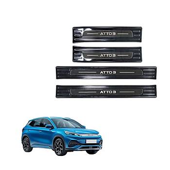BYD Atto 3 Paslanmaz elik Kap Eii Korumas, 4 Adet Set Olarak, Parlak Gm ve Parlak Siyah