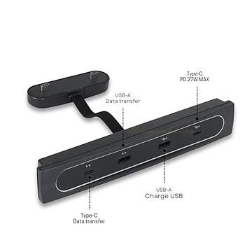 Tesla Model Y / Model 3 Hzl arj ve Data Aktarm Portu, Type C & USB-A arj ve Data Aktarm, Siyah