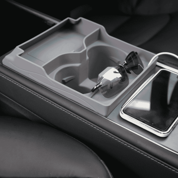 Tesla Model Y / Model 3 Orta Konsol Silikon Bardak Tutucu ve Kablo D�zenleyici , Siyah ve Gri Renk Se�ene�i �le