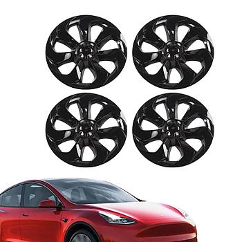 Tesla Model Y FUSION Jant Kapa Seti 19 n, Parlak Siyah Renk (4 Adet Set Olarak Satlmaktadr.)