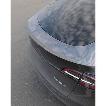 Tesla Model Y Arka Tampon nce Spor Tip Spoyleri Mat Karbon, Siyah Renk