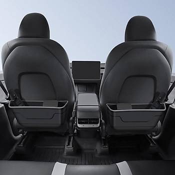 Tesla Model Y / Model 3 Arka Koltuk Arkas�na Tak�lan Ge�meli ��p Kutusu,2 Adet Set Olarak,Siyah Renk