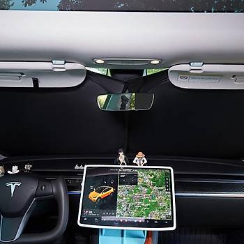 Tesla Model Y Tavan Perdesi Buz Kristal Kuma�, Siyah ve Gri Renk Se�ene�i �le