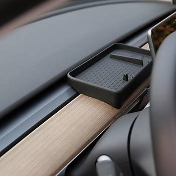 Tesla Model Y / Model 3 Silikon Ekran Arkas�na Tak�lan D�zenleyici, Siyah Renk