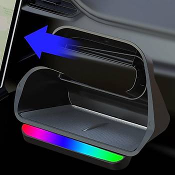 Tesla Model Y  / Model 3 Ekran Altna Taklan Dzenleyici, LED Renklere Sahip, Siyah Renk