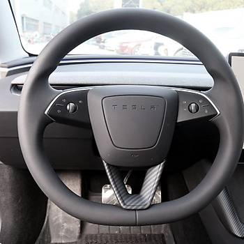 Tesla Juniper Direksiyon Simidi Alt Ksm Dekoratif Karbon Kaplamas, Mat Siyah Renk