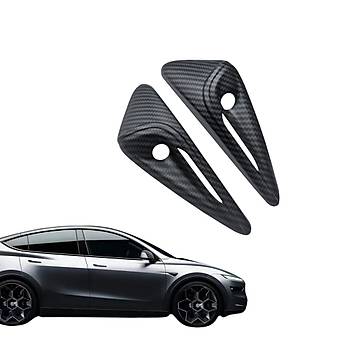 Tesla Model Y / Juniper / Model 3 Yan Kamera ereve Kapa, HW4.0, 2 Adet Set Olarak, Mat Karbon Siyah Renk