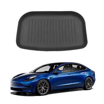 Tesla Model Y  Arka Bagaj Havuzlu Kauuk Paspas, izgili Desen,  Alt Ksm, Siyah Renk