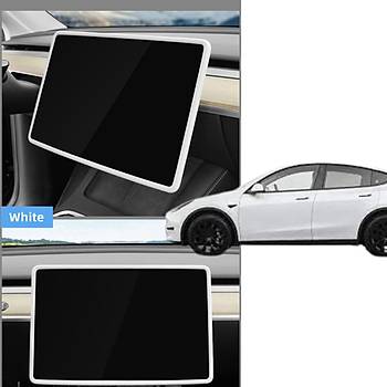 Tesla Model Y / Model 3 �n Ekran Koruyucu �er�evesi Silikon, Siyah ve Beyaz Renk Se�ene�i �le