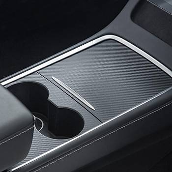 Tesla Model Y  / Model 3 Orta Konsol Karbon Kaplama Sticker, 2 Adet Set Olarak