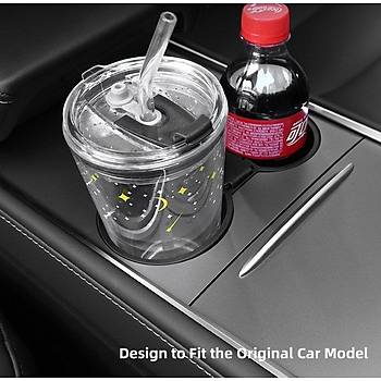 Tesla Model Y / Model 3 Orta Konsol Ortas Kapakl Kllk ve Bardak Tutucu Siyah