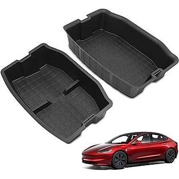 Tesla Model Y Arka Bagaj Dzenleyici, Tm Yzey  Su Geirmez, 2 Adet Set, Siyah
