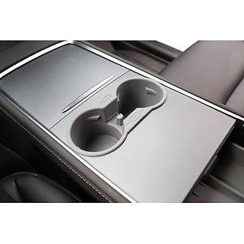 Tesla Model Y / Model 3 Orta Konsol Bardak Tutucu, Dzenleyici, Kol Dayama Alt Dzenleyici Set, Transparan